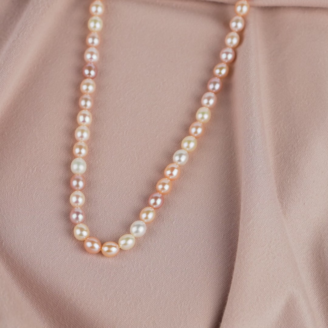 Multicolored Oval Shape Pearl Necklace